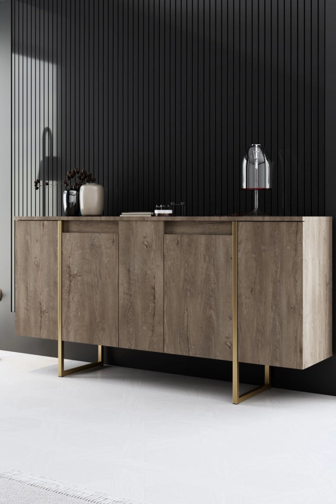 Set di mobili da salotto in legno "Luxe" - 160 x 35 x 80 cm - Marrone