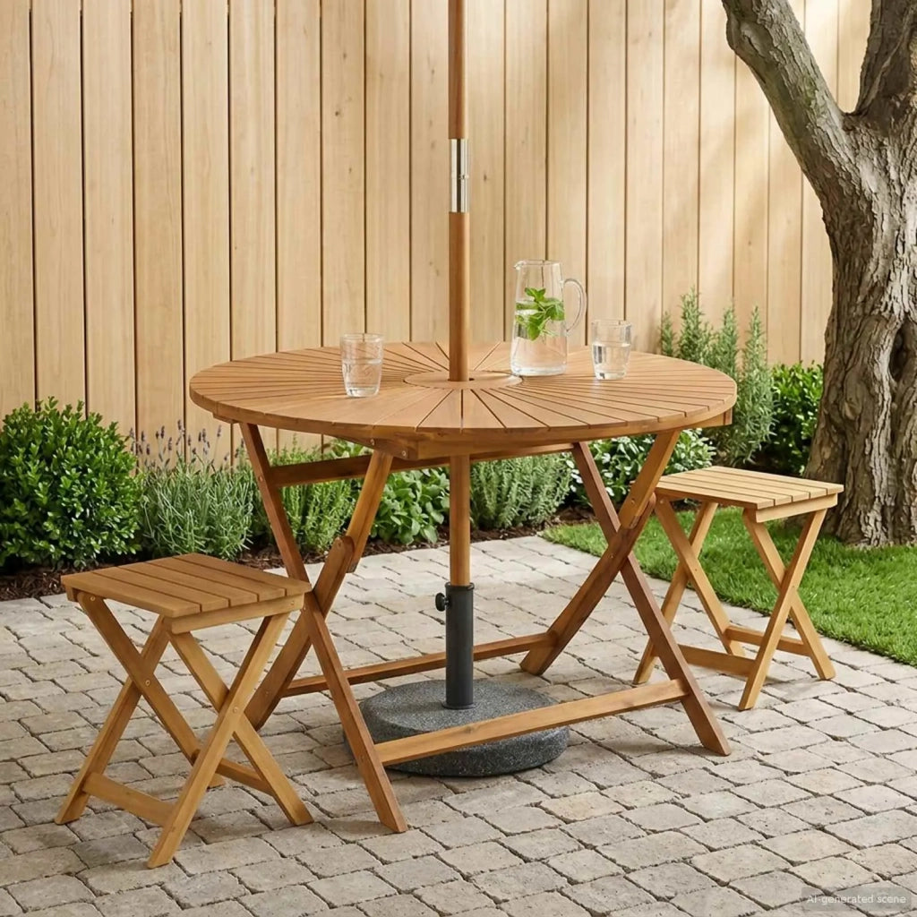 Tavolo da Giardino | Tavolino da esterno Pieghevole Naturale ?110 x 75 cm
