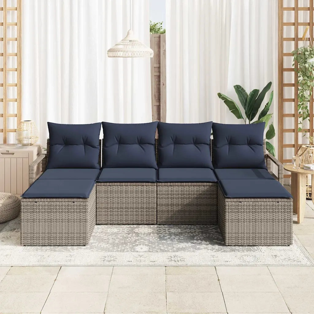 Set di divani 6 pcs Grigio polyrattan