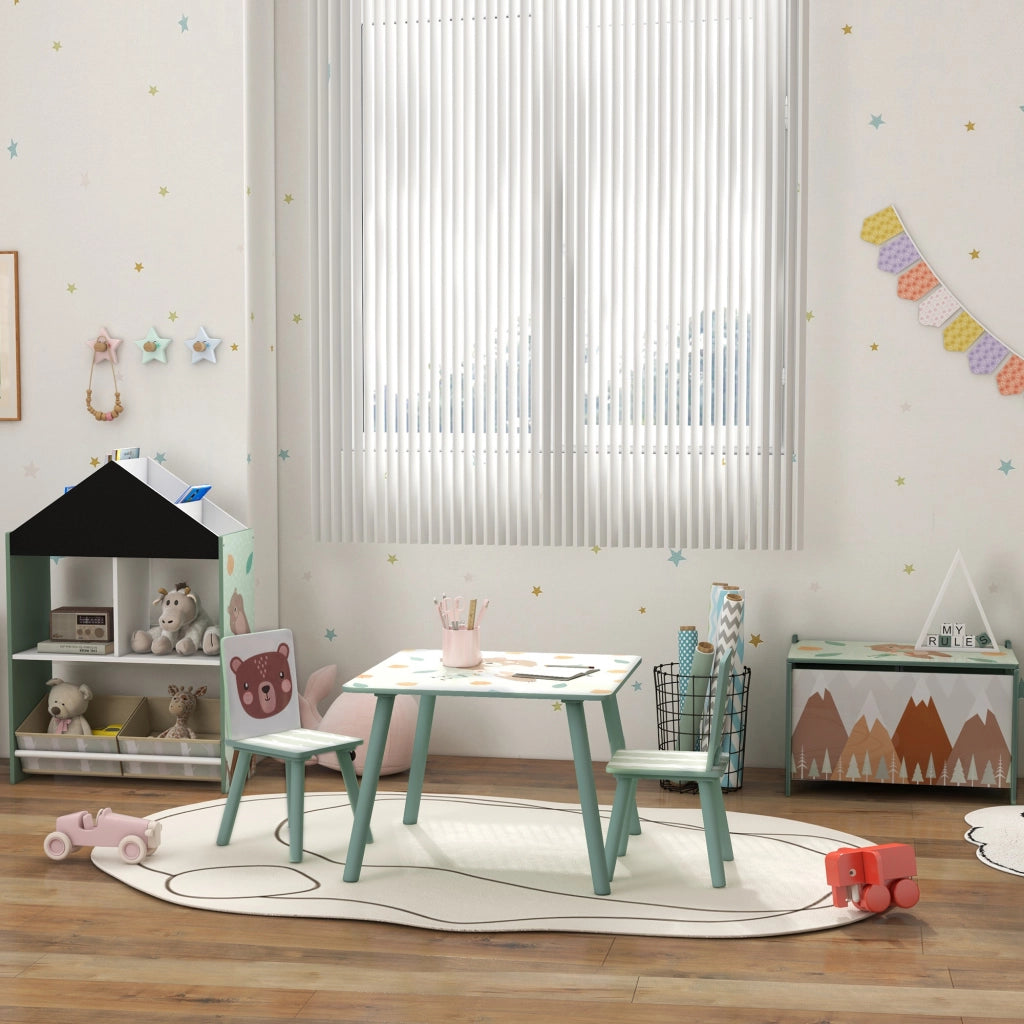 Cassa Giocattoli Bambini con 2 Maniglie ¨C zephmum ¨C Verde 60x37x39 cm