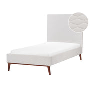Letto imbottito in velluto bianco sporco 90 x 200 con struttura imbottita a nido d'ape trapuntato stile classico