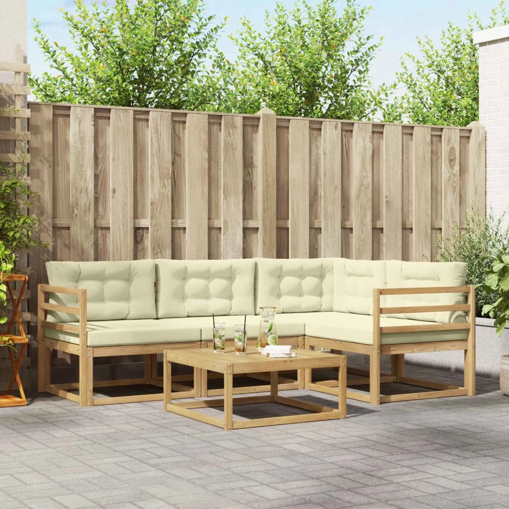 Set di divani da esterno 5 pcs Bianco e Crema 79 x 79 x 37 cm