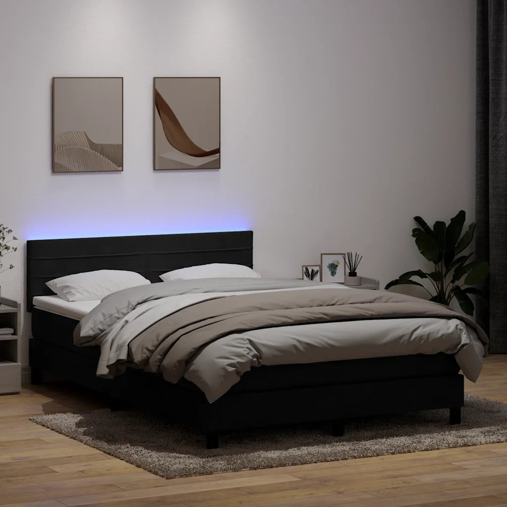 Letto a Molle con Materasso e LED Nero 160x210 cm in Velluto 3316985