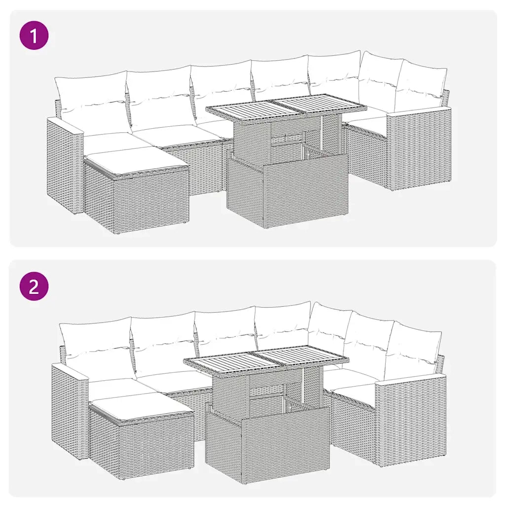 Set Divani da Giardino con Cuscini 8 pz Nero Polyrattan Acacia 3327514