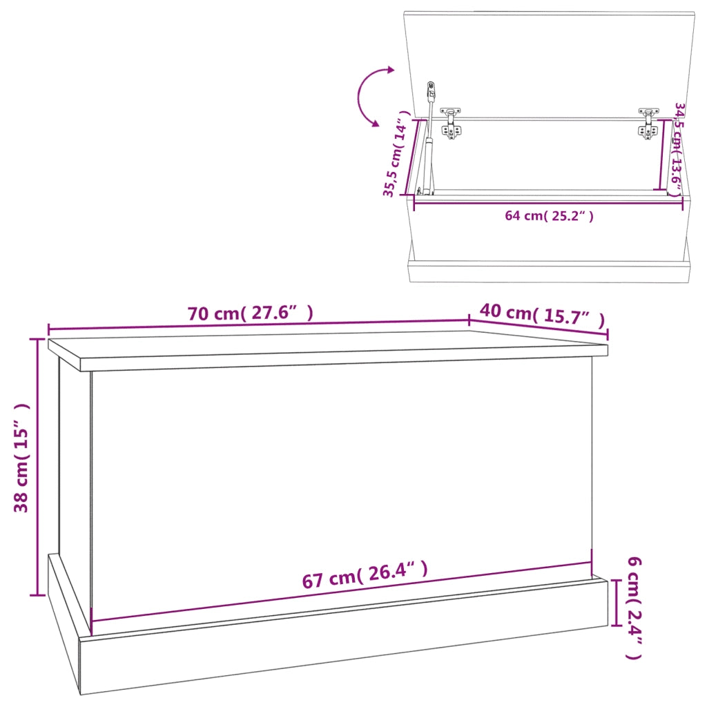 Contenitore Grigio Cemento 70x40x38 cm in Legno Multistrato 816508