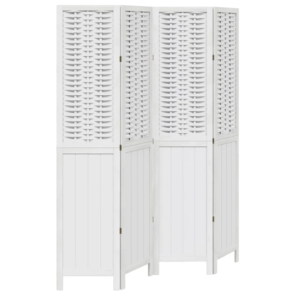 Divisorio Ambienti | Divider per stanze | Paravento 4Pannelli Bianco Legno Massello di Paulownia