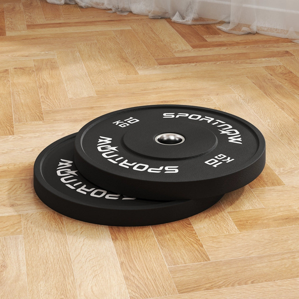 Set 2 Dischi Pesi da 10kg con Foro da 2"/5 cm per Manubri e Bilancieri in Gomma Nero