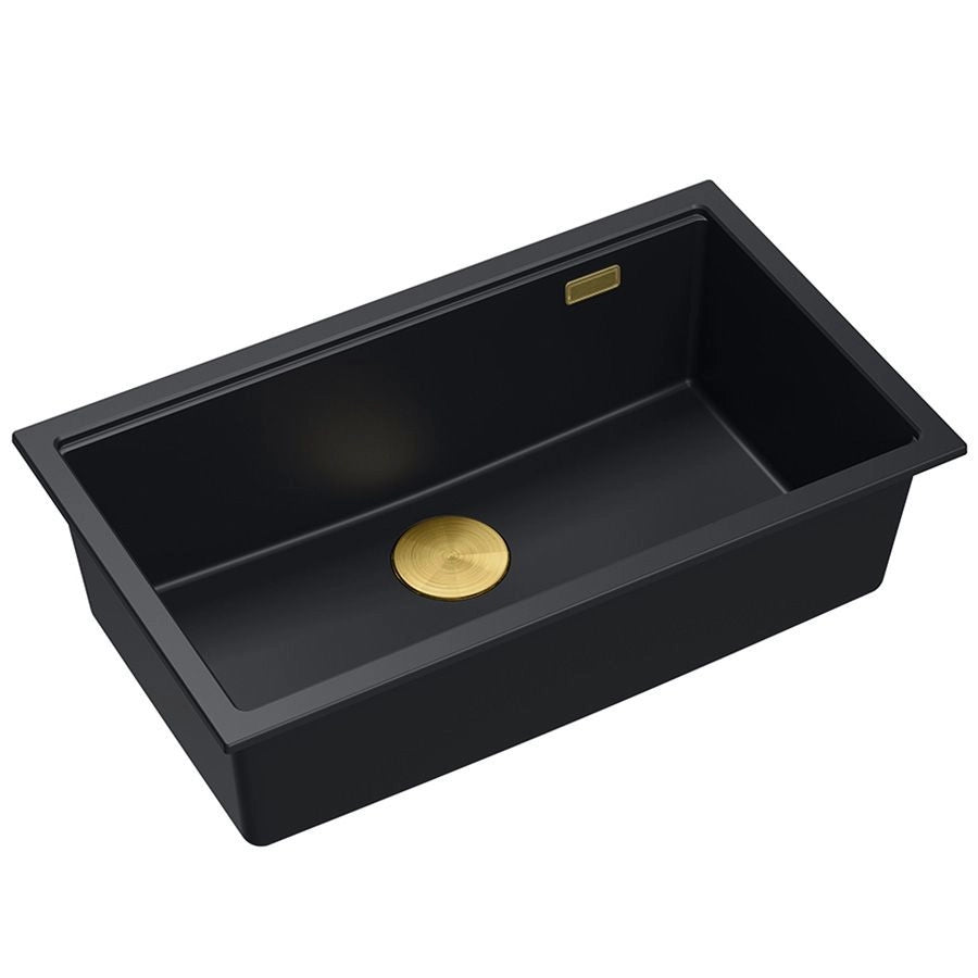 Lavello In Granito Logan 110 Black Tappo oro