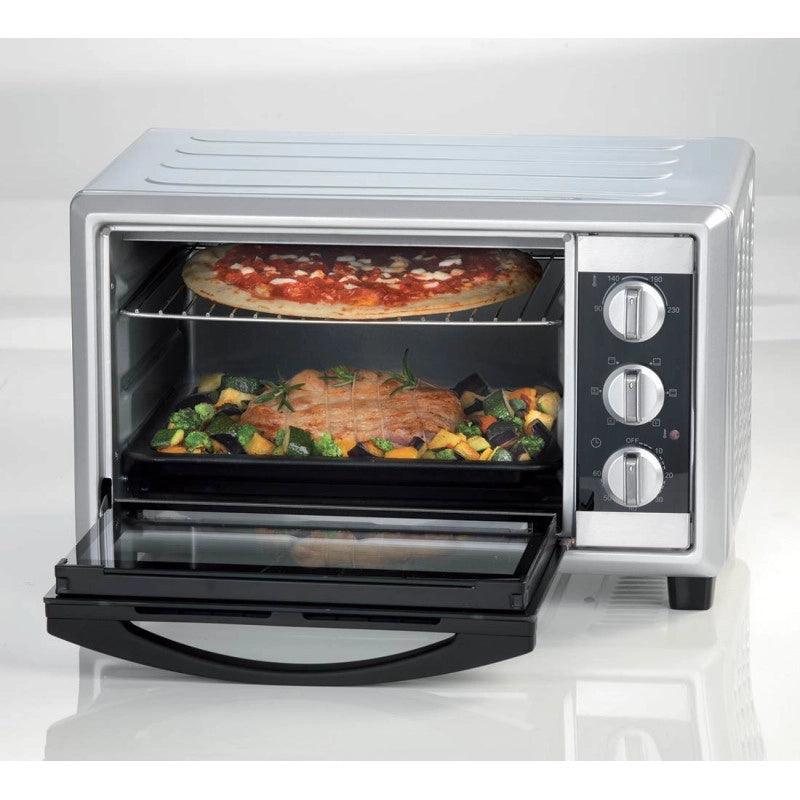 Forno elettrico ventilato 30L - Doppio vetro - Max 230° - 1500W - 6 posizioni cottura - Timer 60min
