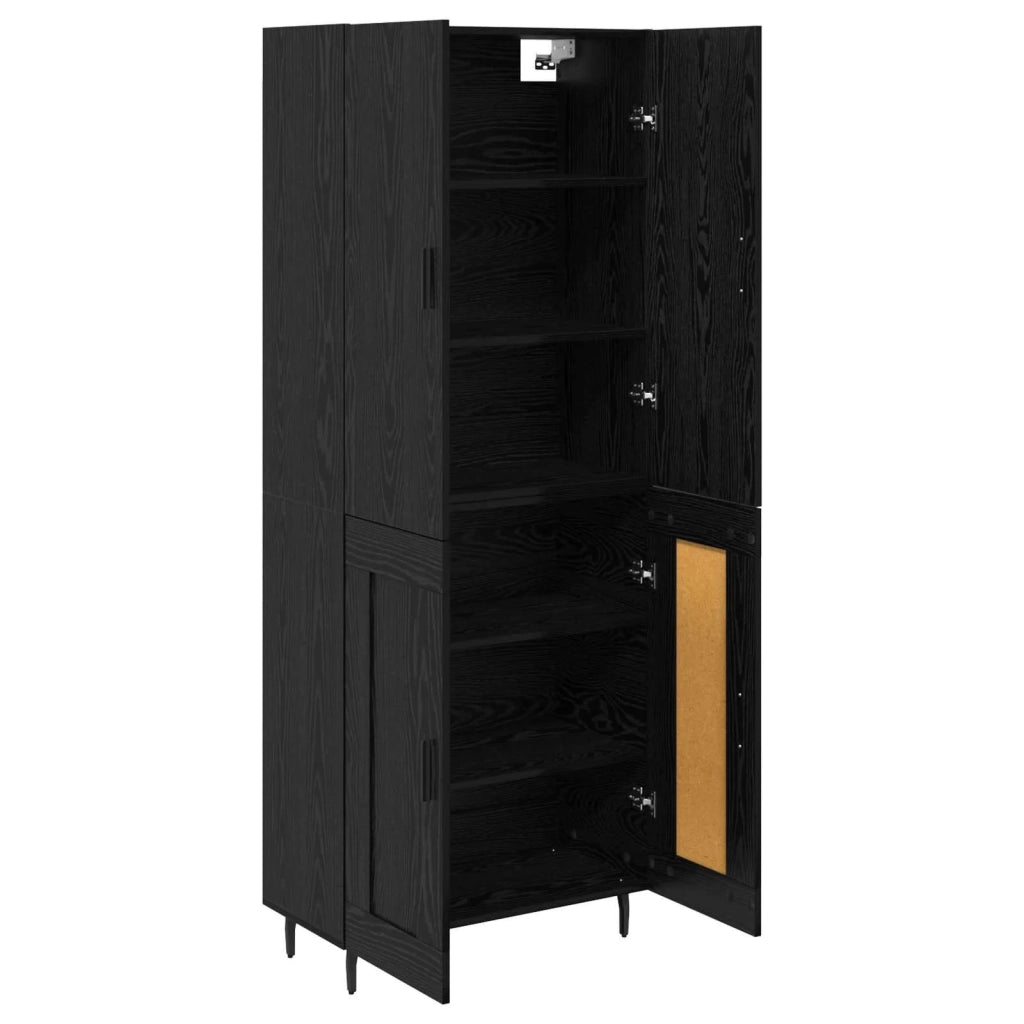 Credenza-Buffet-Armadio da cucina Rovere nero 69,5 x 34 x 180 cm 619643