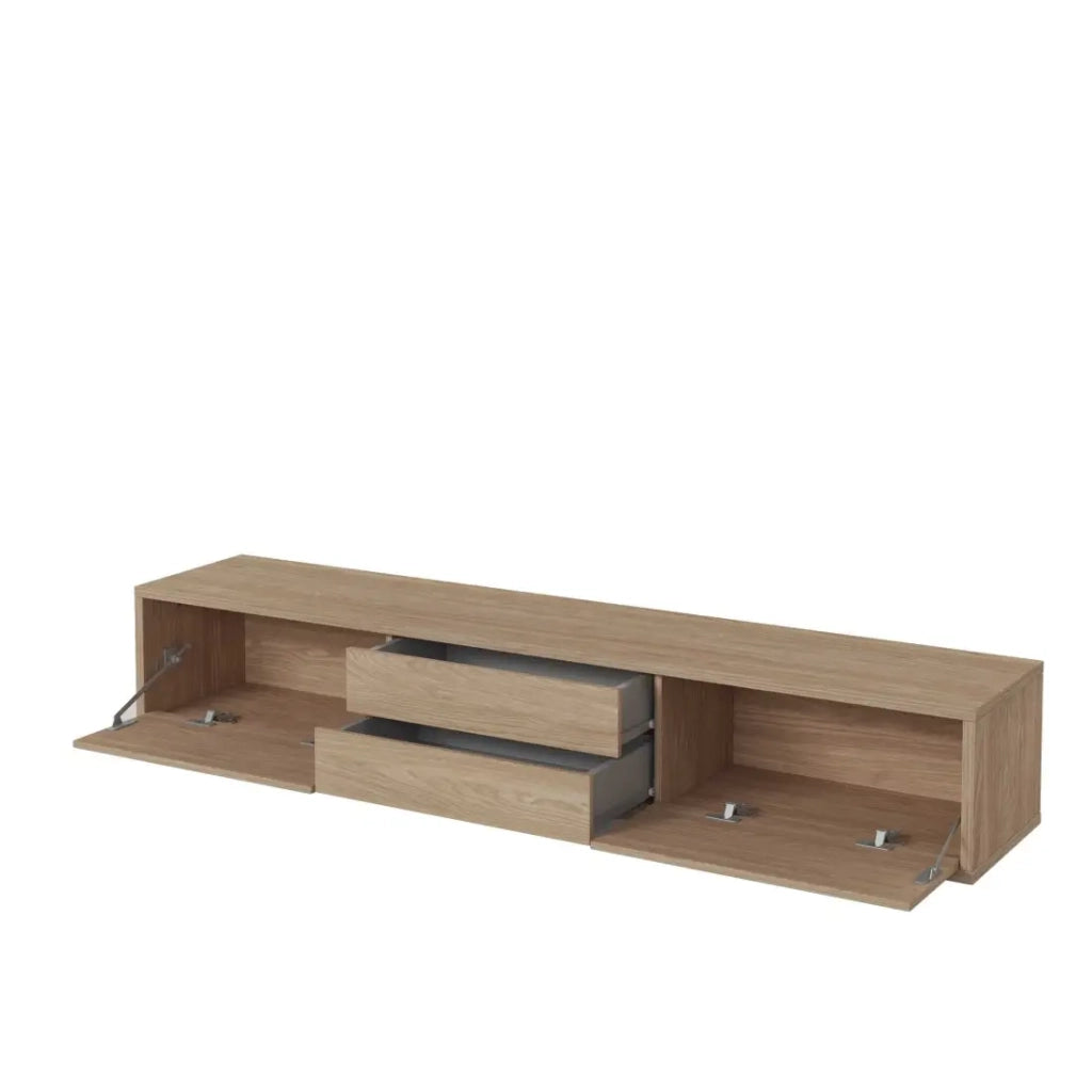 Mobile TV 180cm, 2 cassetti e 2 porte collezione MAANUM. Colore rovere chiaro.
