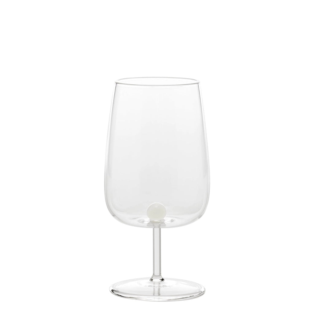 Bilia Calice da Vino in Vetro Borosilicato Bianco Set da 6 Pezzi - Design Elegante con Sfera Colorata sul Fondo per Tavole Raffinate ed Esclusive