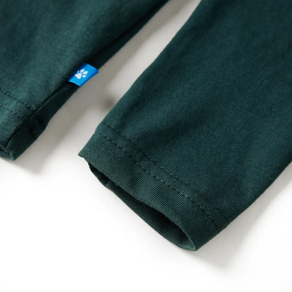 Maglietta da Bambino Maniche Lunghe Verde Scuro 104 13450
