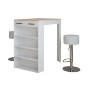 Vicco tavolo bar con sgabelli Bianco/Sonoma 67 x 100 cm con 2 sgabelli da bar