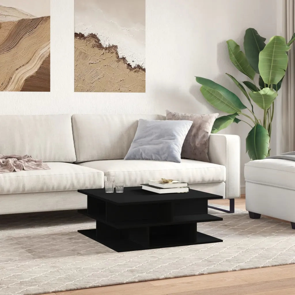 Tavolino da Salotto-Tavolino da soggiorno-Tavolo Nero 70x70x29 cm in Legno Multistrato