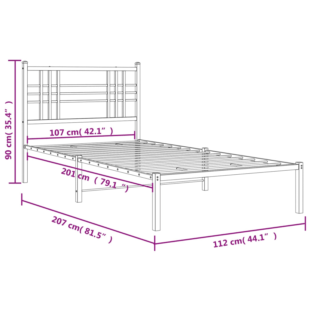 Giroletto con Testiera Metallo Bianco 107x203 cm 376369