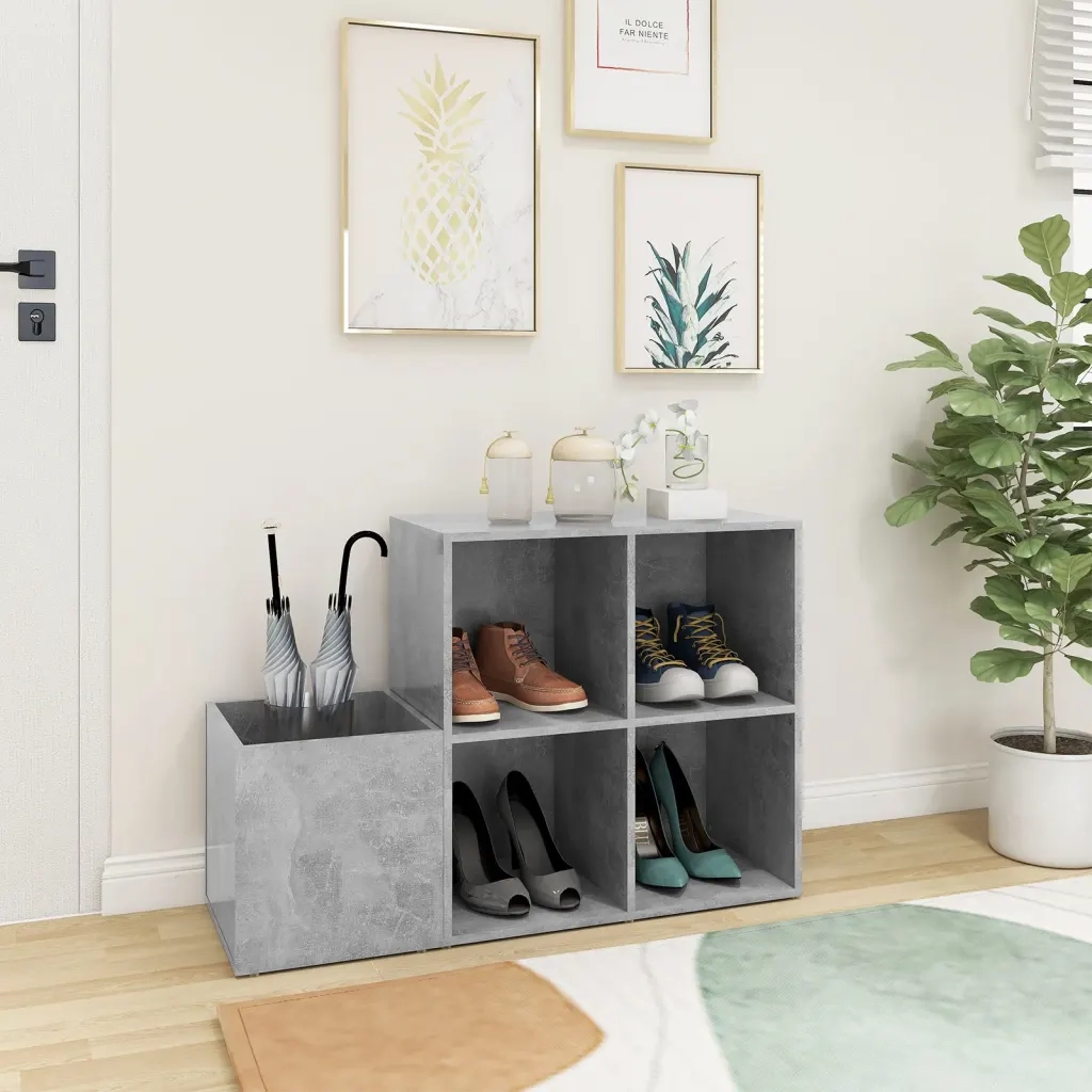 Scarpiera Ingresso-Scaffale per scarpe Grigio Cemento 105x35,5x70 Legno Multistrato