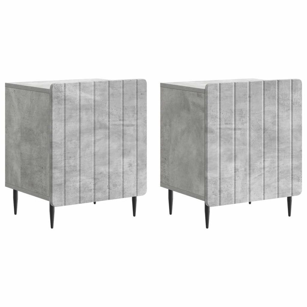 Set di 2 Comodini | Armadio da Notte | Mobiletto da notte Grigio Cemento 43 x 34,5 x 52 cm