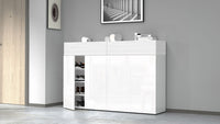 Scarpiera 4 Ante e 2 Ripiano a Ribalta 152x35x100 cm Savona 4A 1R Bianco Opaco/Larice Bianco
