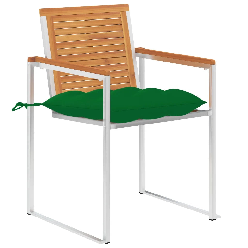 Sedie da Giardino 2 pz | Sedie da Esterno con Cuscini in Legno Acacia e Acciaio