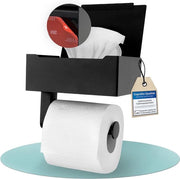 Sostegno per carta igienica con box umidificante - Incolla senza forare - Sostenibile e ecologico - Spazio di stoccaggio pratico - Flap assorbente rumore