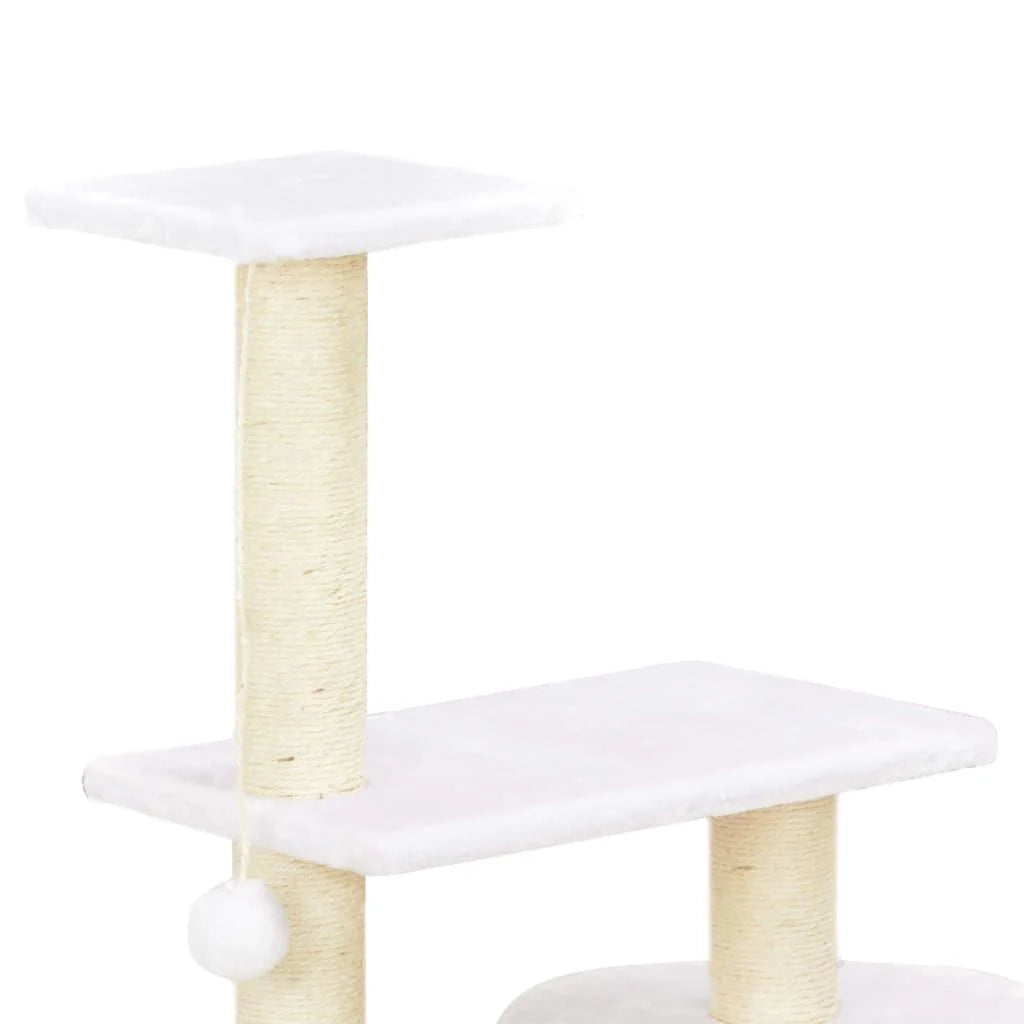Tiragraffi albero per gatti cuccia per gatti peluche in sisal con stampa di alghe marine beige 3702267