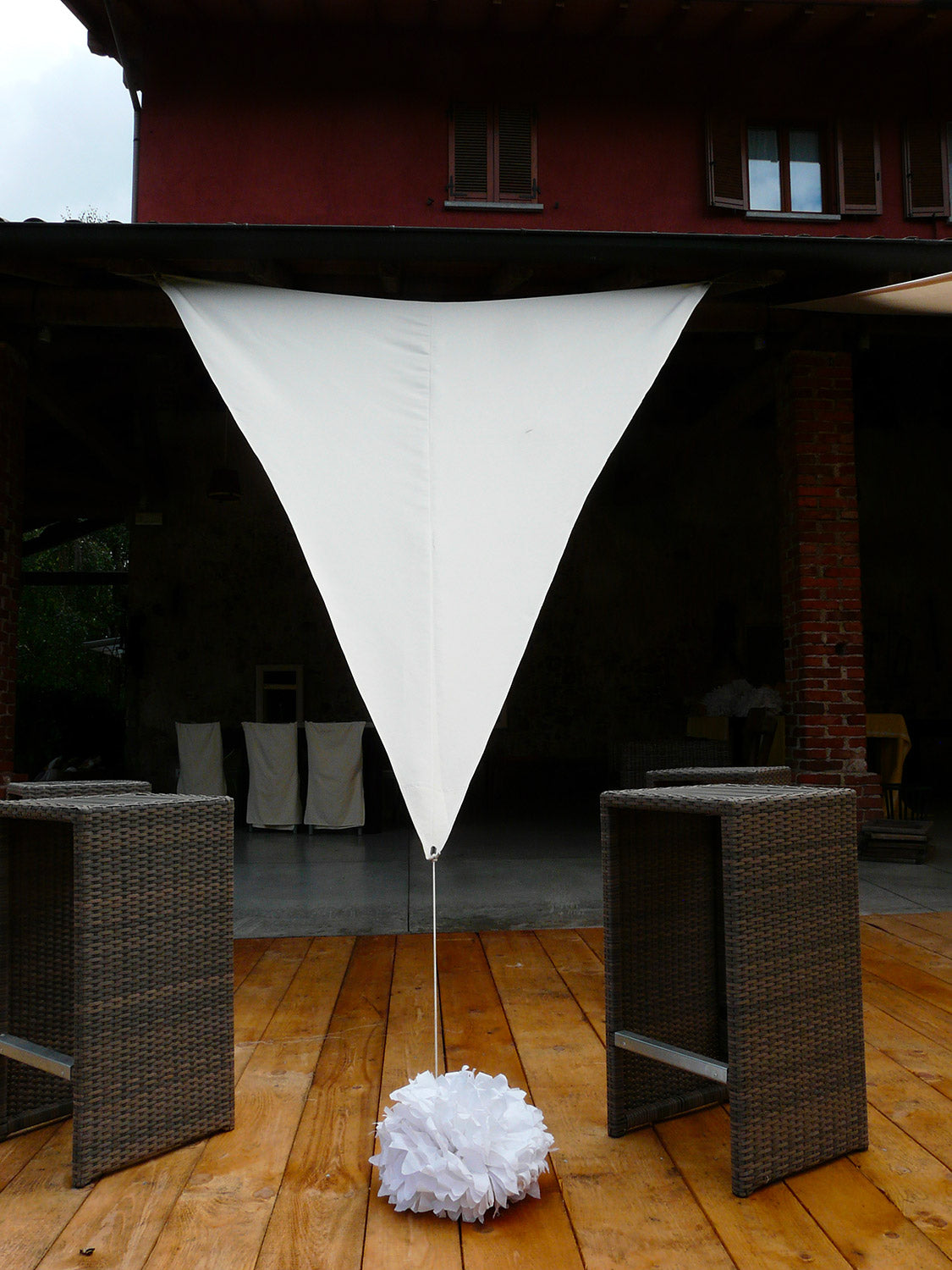Tenda Vela da Giardino Triangolare 400x400x400 cm in Poliestere 210 gr Bianco