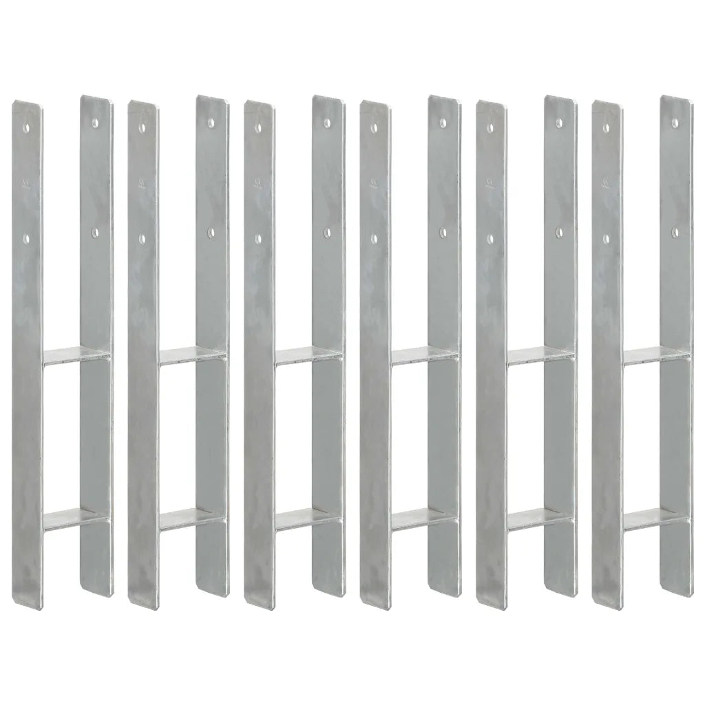 Picchetti per Recinzione 6 pz Argento 9x6x60 cm Acciaio Zincato cod mxl 56694