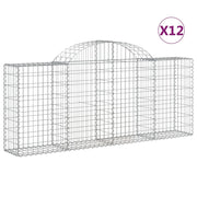 Cestini gabbioni recinzione a gabbia muro di contenimento ad arco 1 set da 2 200 x 30 x 80/100 cm ferro zincato argento 02_0040524