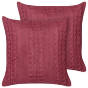 Set di 2 cuscini decorativi in cotone con disegno intrecciato bordeaux camera da letto soggiorno