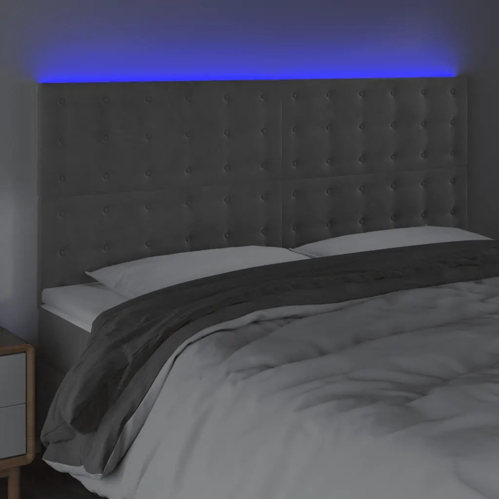 Testiera | Testata a LED Grigio Chiaro 160x5x118/128 cm in Velluto