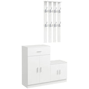 Scarpiera con Appendiabiti a Combinazione per Ingresso e Camera da Letto Legno 100x32x187cm Bianco