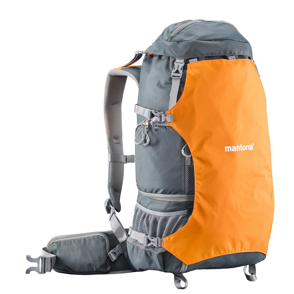 Mantona elementsPro 40 Zaino per fotocamera - Zaino professionale per fotocamera da esterno, ampio spazio per fotocamera e accessori, laptop fino a 14 pollici, inclusa copertura antipioggia