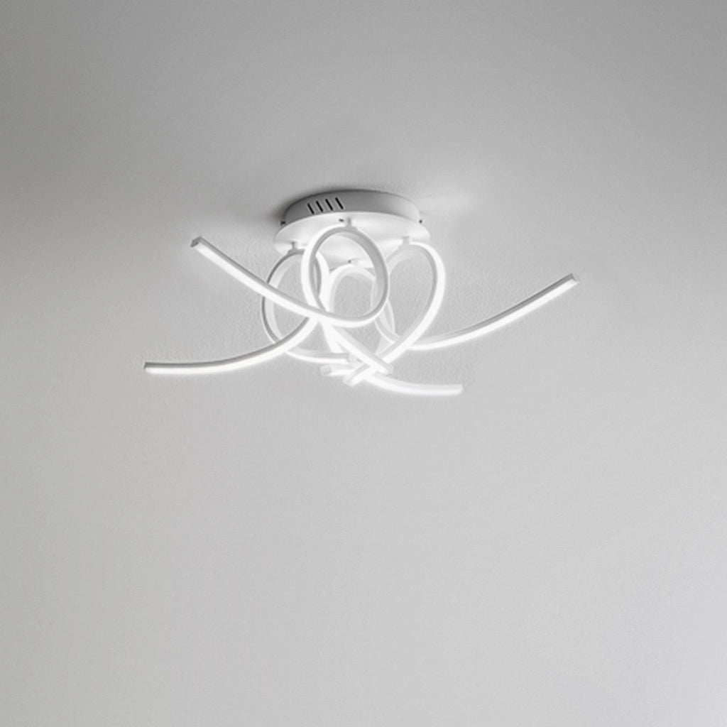 Plafoniera led moderna Tosca 60W 3200lm luce calda 4000K, design scultoreo, alluminio bianco satinato, IP20, diffusore opale
