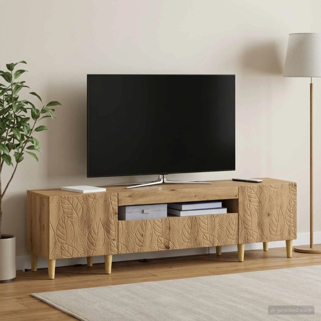 Mobile TV LED Rovere Artigianale Legno ingegnerizzato 897134