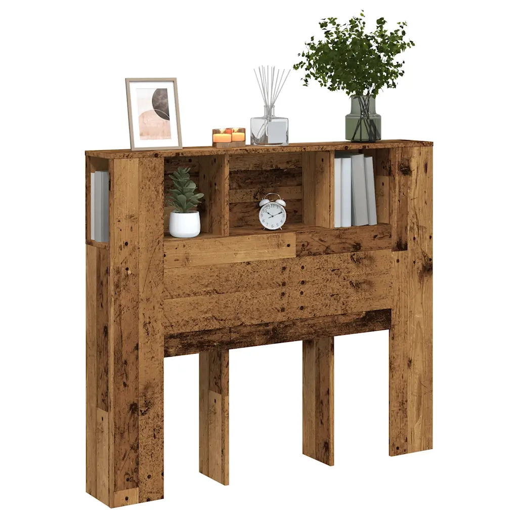 Testiera con Contenitore-Testiera con Ripiani Legno 120x19x104,5 cm in Multistrato