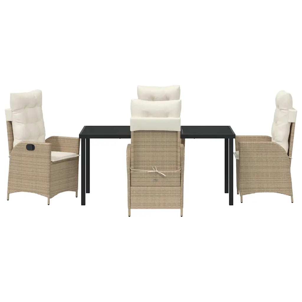 Set da Pranzo per Giardino con cuscino 5 pcs Beige polyrattan 3380508