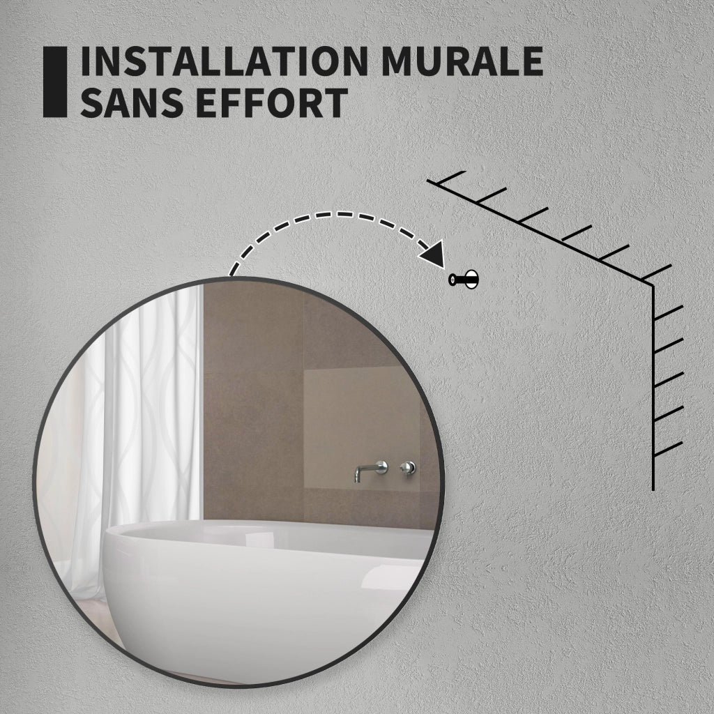 Specchio da bagno tondo con cornice in metallo ¨C Minimal ¨C Nero ?70x2,5cm