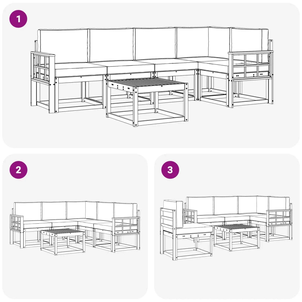 Set di divani da esterno con cuscino 6 pcs Naturale e Beige 3366441