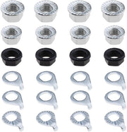 Set di Spazzole per Pneumatici Bicicletta - 4x M8/M9.5/M10 - 8x 10mm/8mm Anello di Sicurezza - Metallo - Argento/Nero - Kit di Ricambio per Pneumatici Bicicletta - Materiale Bicicletta