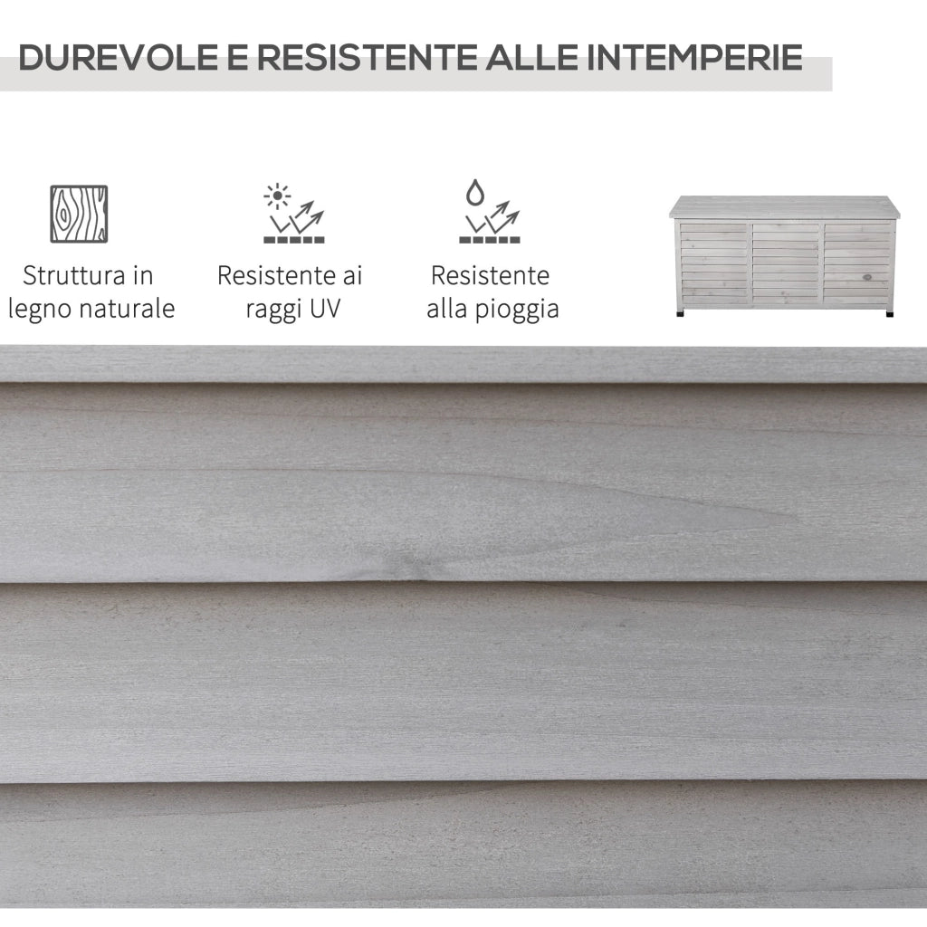 EasyComfort Panca Contenitore in Legno di Abete, Cassapanca da Esterno con Piedini Antiscivolo 127x56x60cm, Grigio