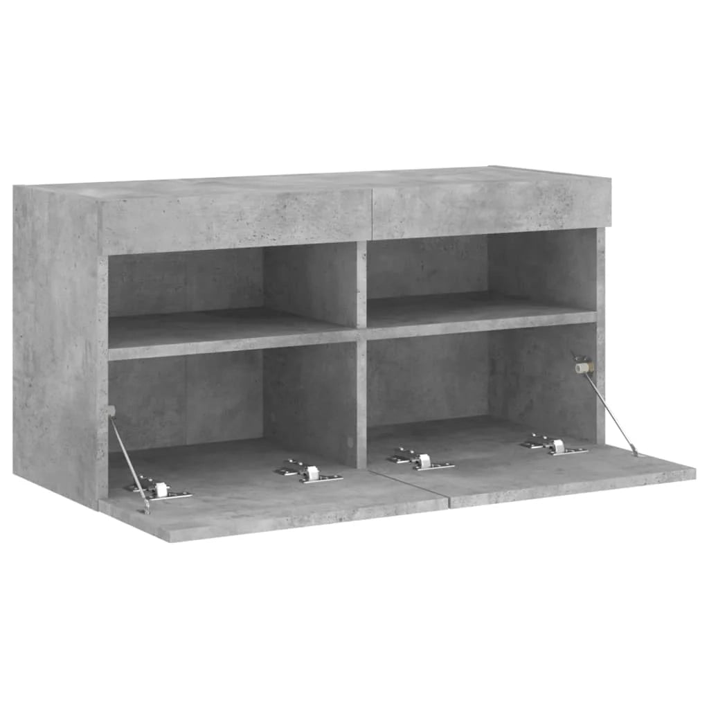 Mobile TV multimediale scaffale TV credenza mobile TV sala da pranzo soggiorno camera da letto montaggio a parete con luci LED 80 x 30 x 40 cm grigio 02_0027911