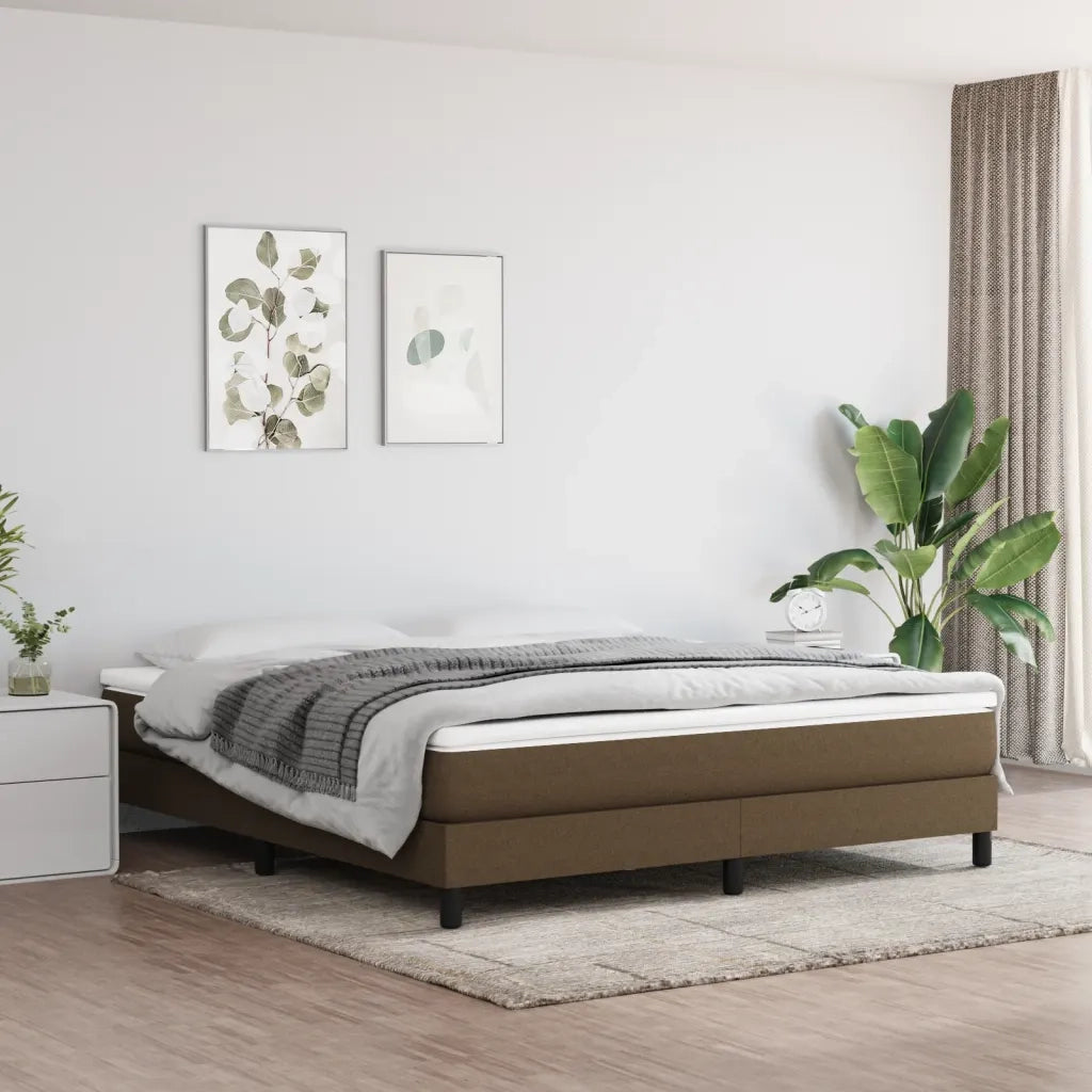 Struttura Letto a Rete a Molle Marrone Scuro 180x200 cm Tessuto 3120535