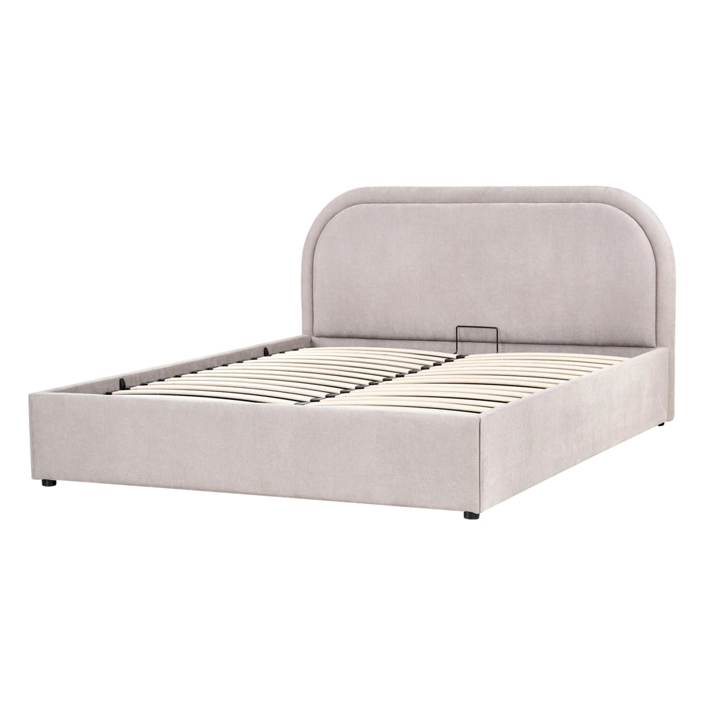 Letto matrimoniale EU tortora Tessuto di ciniglia 140 x 200 cm Struttura imbottita con contenitore