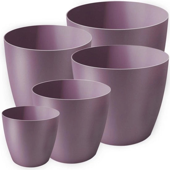 Set di vaso per piante in plastica da 5 pezzi, 12-20 cm - per piante grandi e piccole - vaso per erbe viola