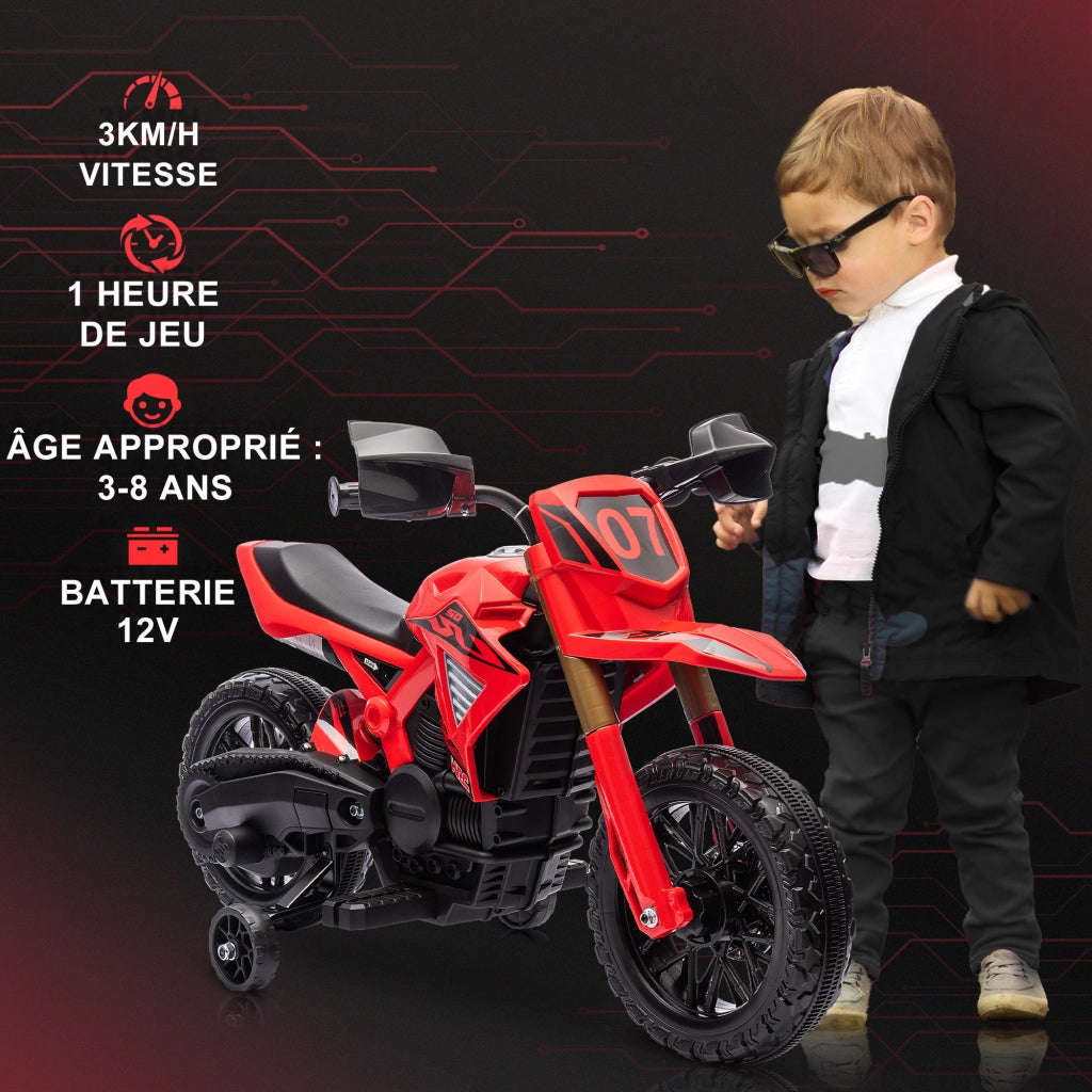 Moto elettrica per bambini 3-8 anni ¨C zephmum ¨C rosso, 6V, 30kg