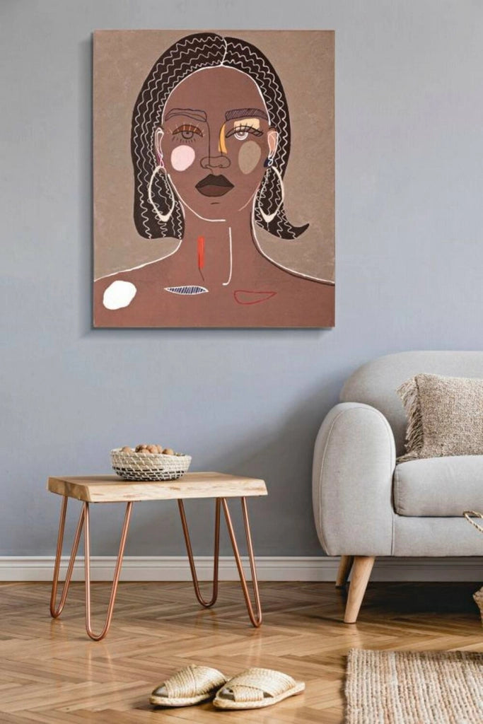 Quadro Eduardo, Dipinto da parete, Pannello ornamentale, Accessorio decorativo, 80x3 h100 cm, Marrone