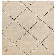 Tappeto tappetino Moquette Poliestere Beige e Nero a pelo lungo motivo geometrico a rombi 200 x 200 cm