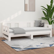 Dormeuse Estraibile Bianca Legno Massello di Pino 2x(90x190) cm 820293