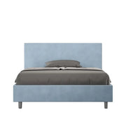 Letto matrimoniale francese contenitore imbottito 140x210 microfibra azzurro Adele
